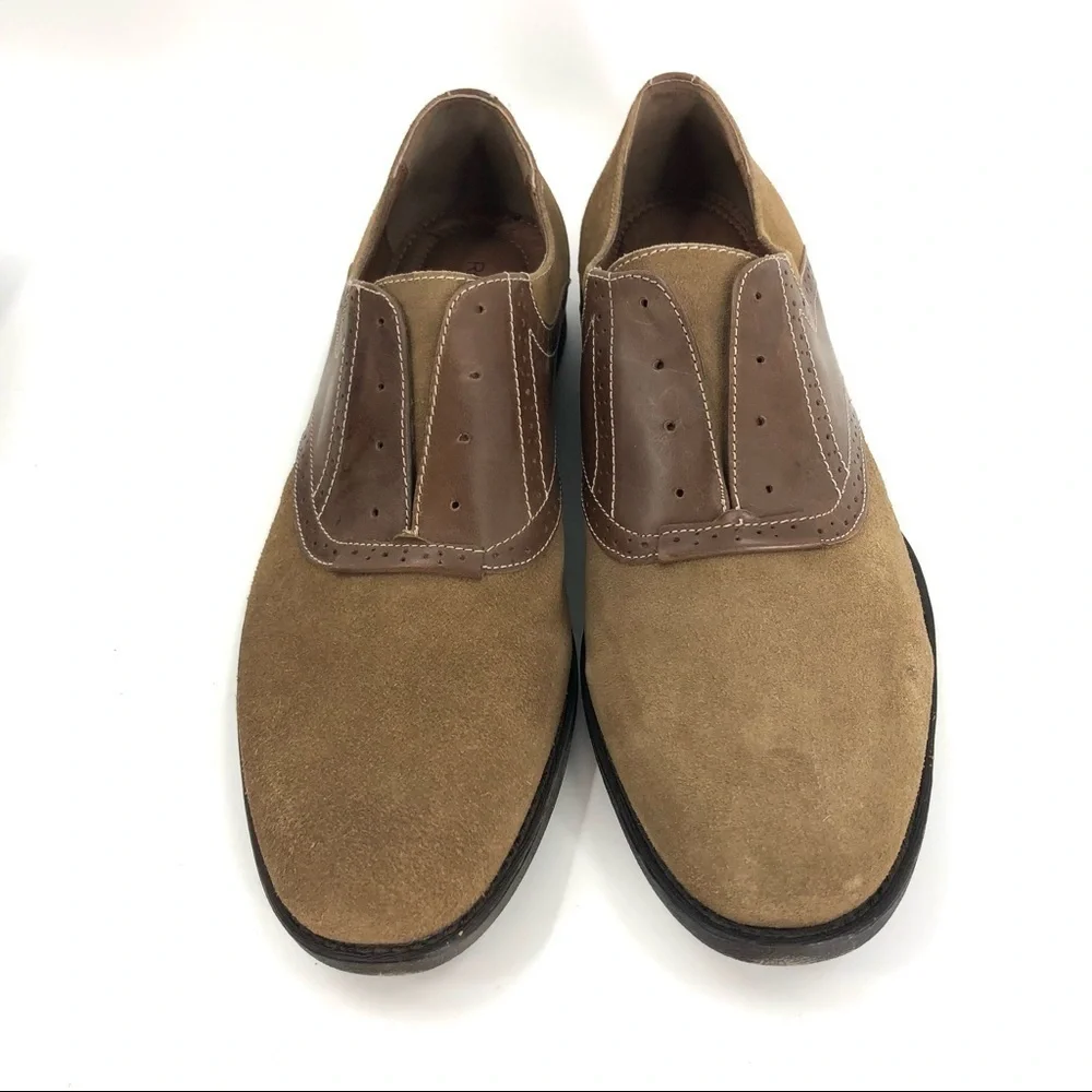 NWT Robert Wayne Creid Derby Oxford Shoes Suede Leather Brown Tan Sz 10D W/ Box